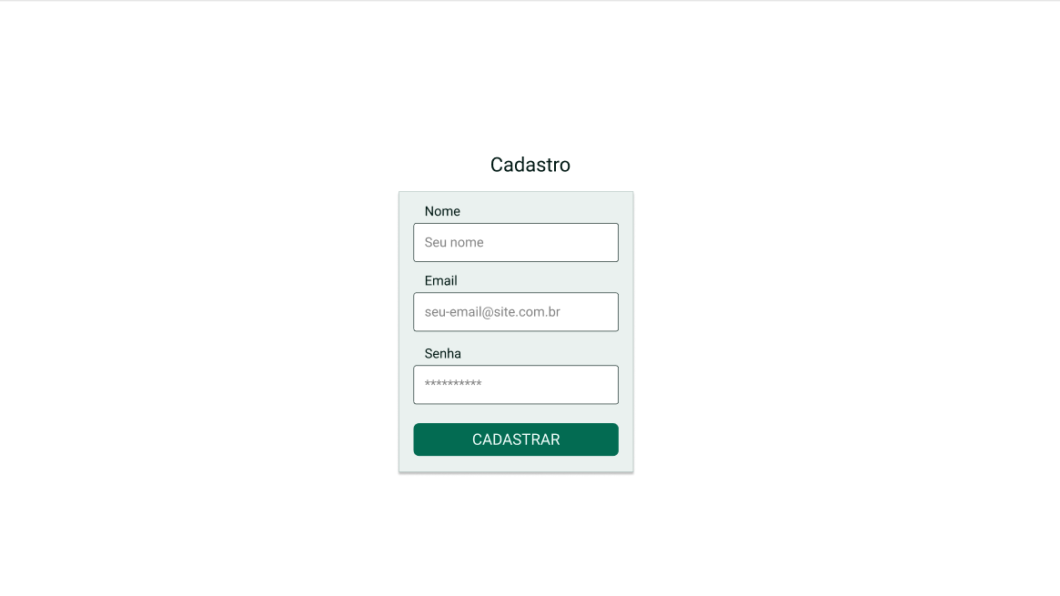 tela de cadastro