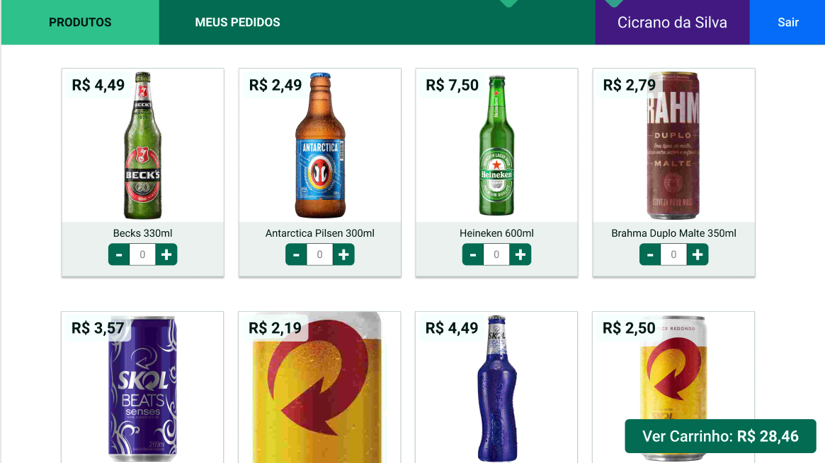 tela de produtos